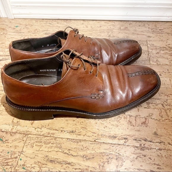 Mezlan Brown Leather Split Toe‎ Oxford Spain 9 M - Picture 7 of 9